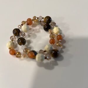 Gold and Cream Beaded Bracelet with Rustic Charm